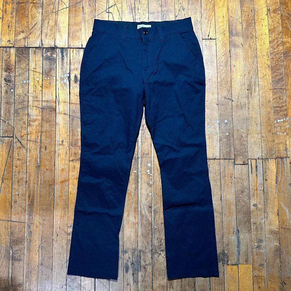 FF.LA Chino Pants Womens 34 Blue Solid Flat Front Curvy Fit Slash Pocket Outdoor